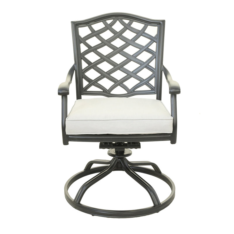 Chaise de patio avec coussin Annecorinne, Espresso brun, Argent argent