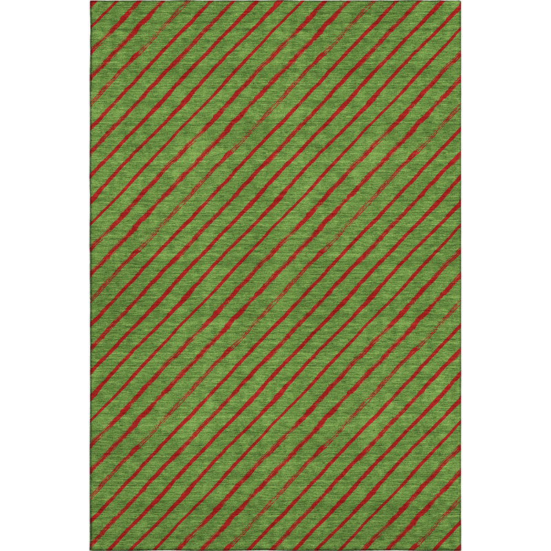 Premium Machine Washable Dockside AMF1819 Striped Holiday Rug, Rectangle 5' x 7'6"