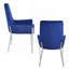 Ensemble de 2 chaises d'appoint rembourrées en velours bleu au fini argenté miroir