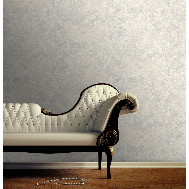Marble 1m x 53cm Metallic Wallpaper Roll, Grey/Silver