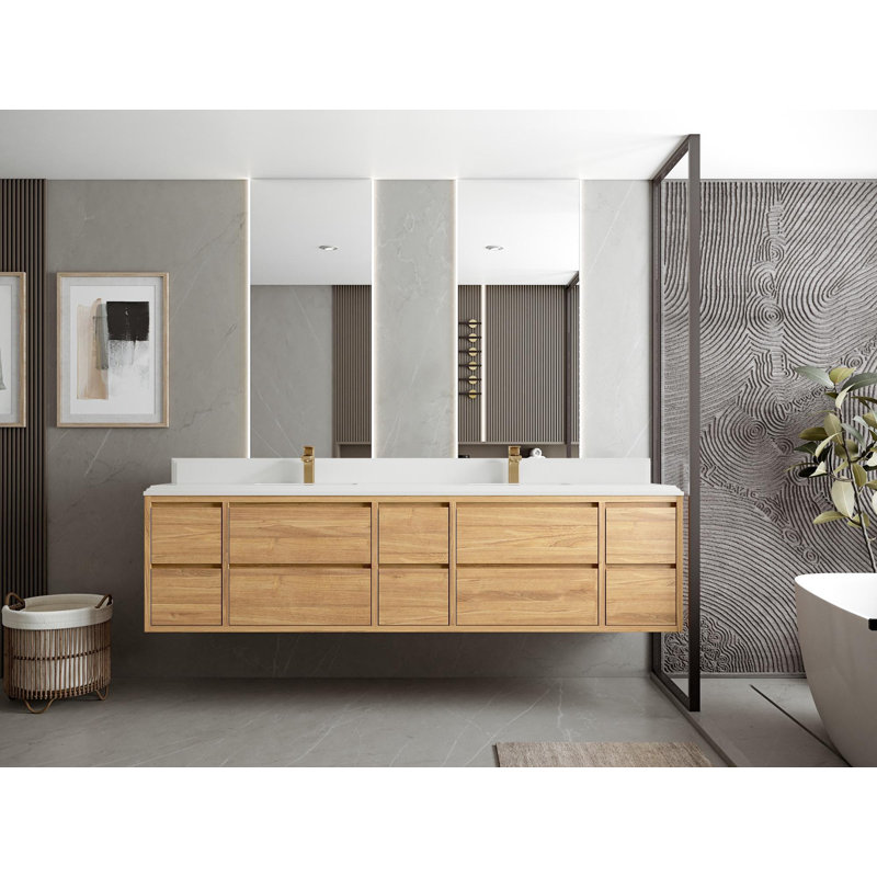 Meuble-lavabo double 84 po avec comptoir en quartz Cadge