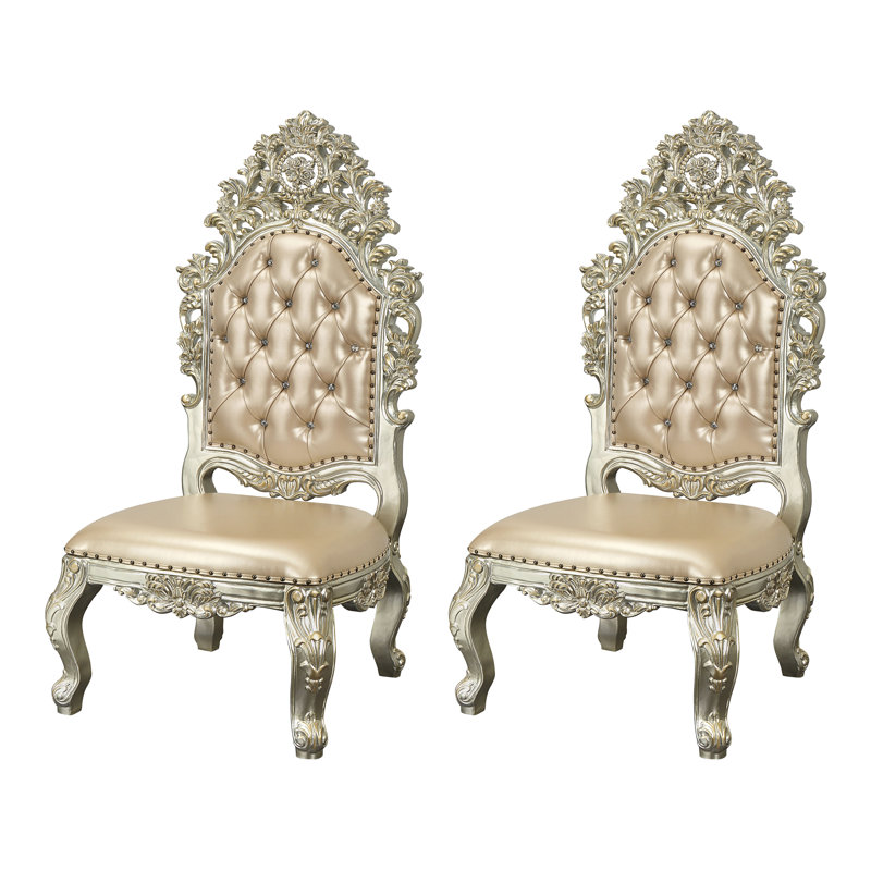 Chaise d'appoint (ensemble 2), cuir synthétique et finition or antique