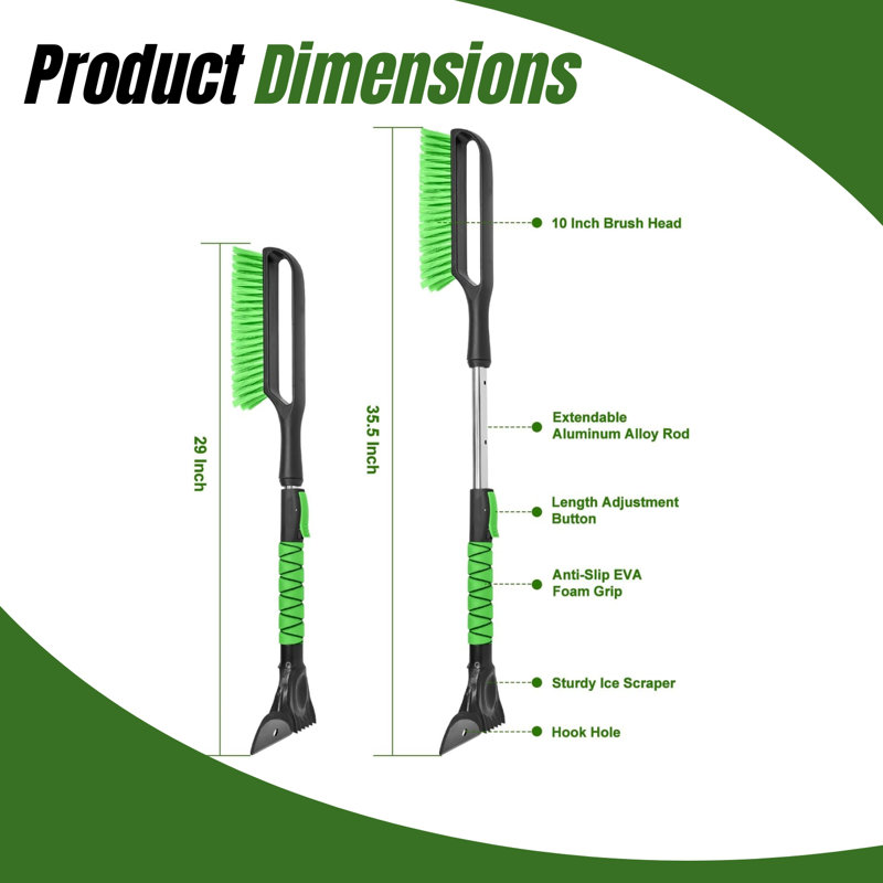 Snow Brush And Windshield Ice Scraper, 35.5" Extendable With For Car, Suv, Truck, And Rv