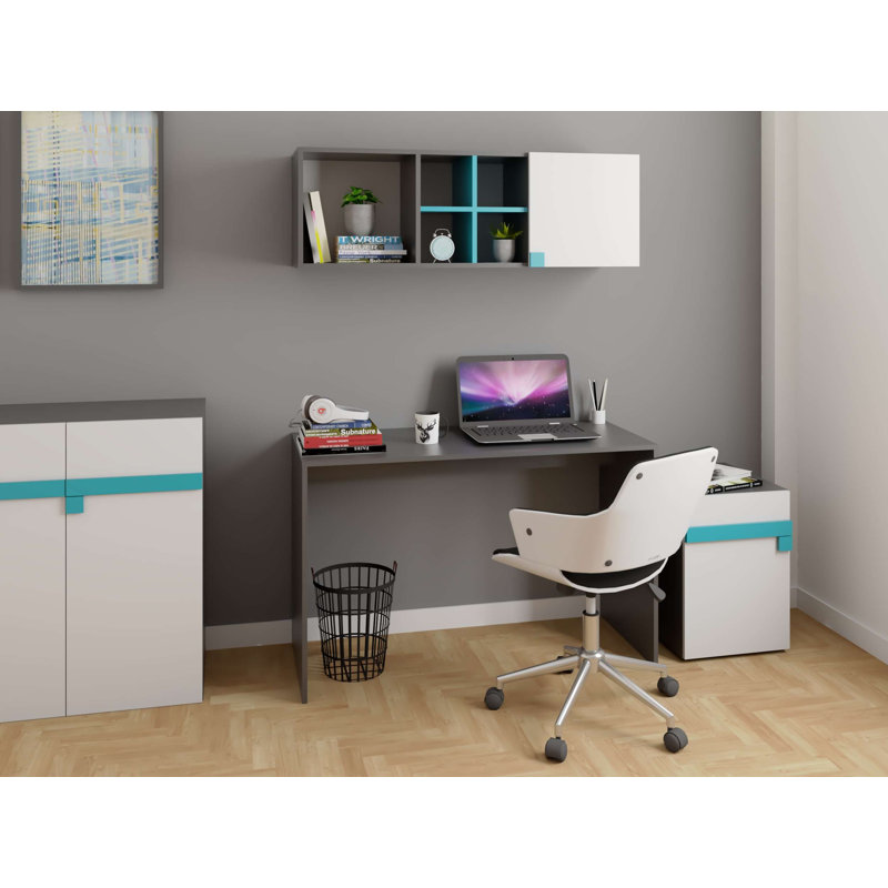 Laileigh Bookcase, White/Anthracite/Blue