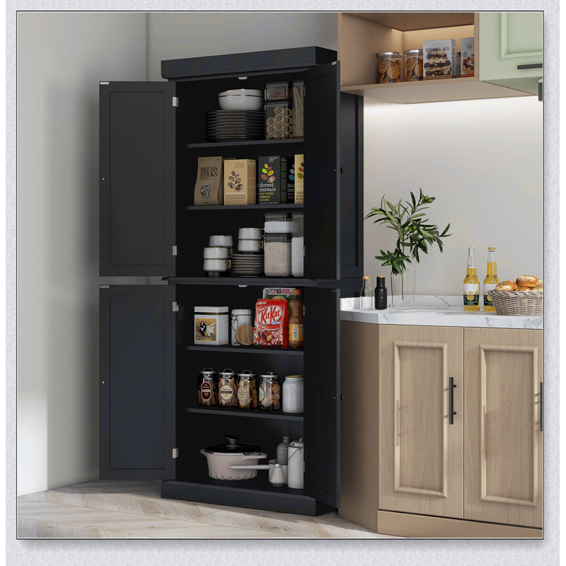 Armoire de cuisine 72,5 po avec 4 portes et armoire de rangement autoportante