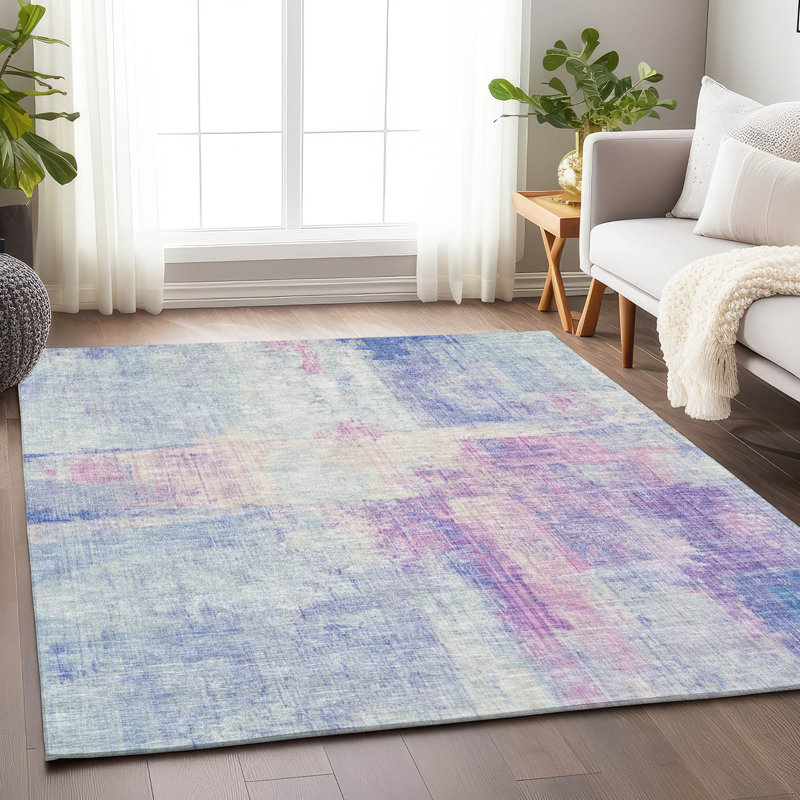 Tapis intérieur / extérieur lavable à la machine Sky Xhevrie, Rectangle 2 pi 6 po x 3 pi 10 po