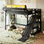 Lit mezzanine multifonctionnel avec glissade intégrée et système de rangement intelligent-1670608172