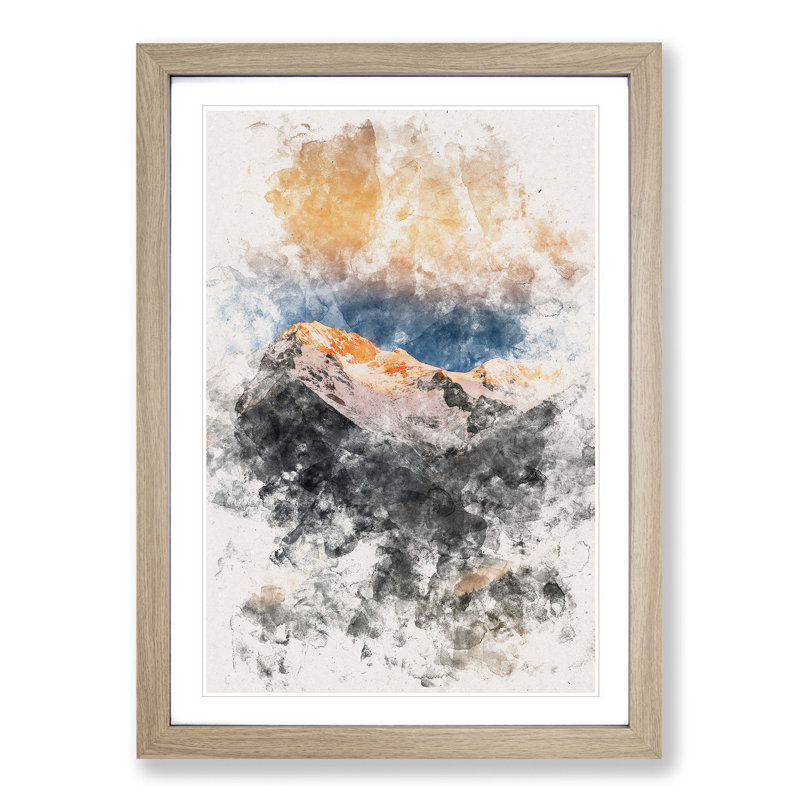 Schwartzenstein Summit in Italy - Picture Frame Graphic Art Print, Oak Framed, 45cm H x 33cm W x 2cm D
