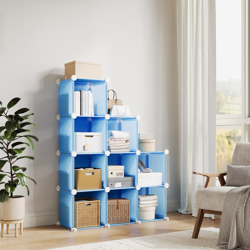 Organisateur de rangement cubique - Tablette modulaire robuste, tablettes de bricolage empilables 11,8 po x 11,8 po x 11,8 po avec pieds anti-basculement et trousse à outils