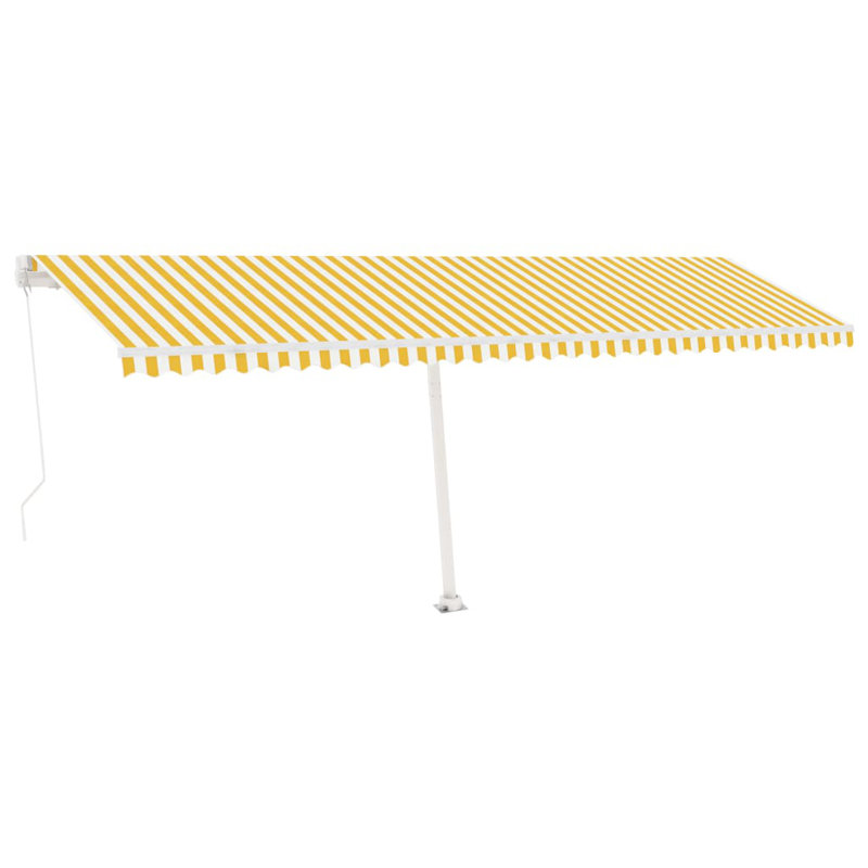 Dakota Fields Polyester Retractable Patio Awning, 245cm H x 350cm W x 235.8cm D, Striped, Yellow/White