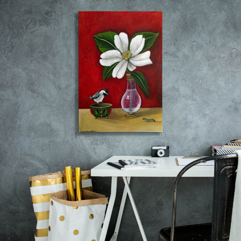 "Mésange" par Catherine A Nolin, H 26 po x l 18 po x P 0,75 po