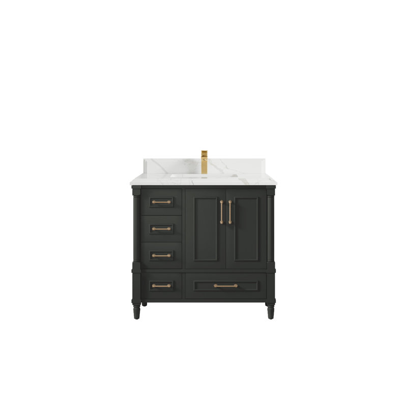 Meuble-lavabo simple 36 po avec comptoir Aberdeen, Calacatta Laza
