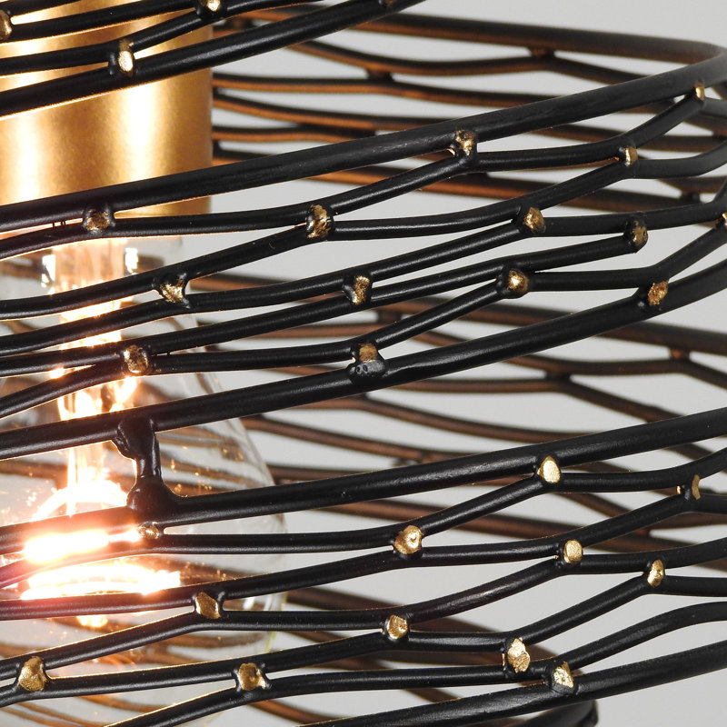 Mini-luminaire suspendu 1 lumière Flow, noir mat / or français