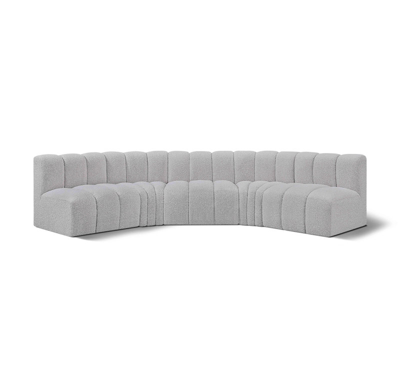 Canapé et méridienne rembourrés Hridaan, Tissu gris bouclé