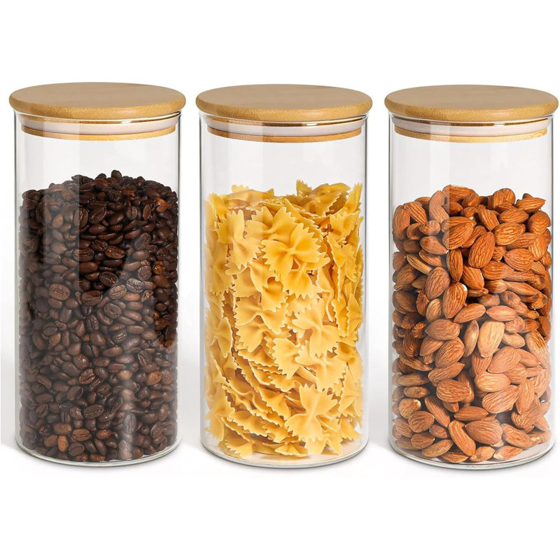 Glass Jar - Set of 3, 17cm H x 10cm W x 10cm D