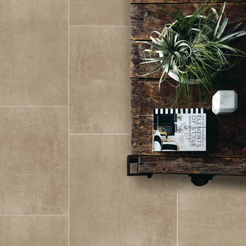 High Street Semi-Polished 24'' W x 24'' L Porcelain Concrete Look Singular Tile, Dove