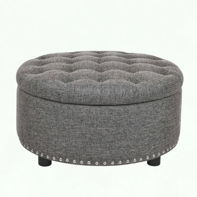 Tufted Storage Ottoman with Nailhead Trim