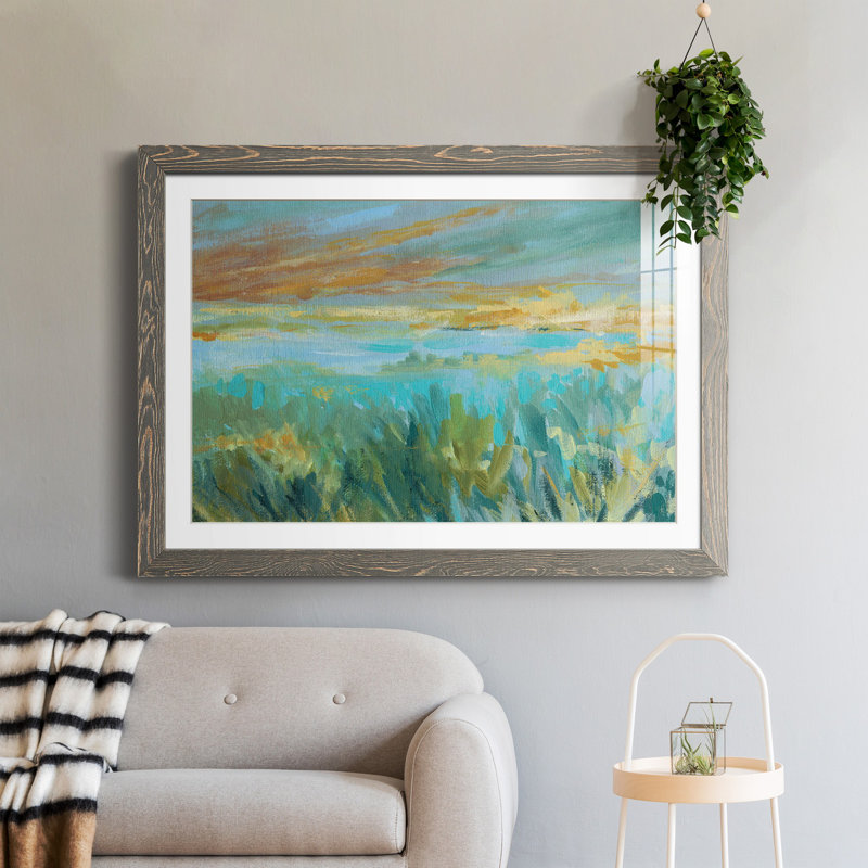 Grassy Beach - reproduction de cadre photo sur papier, H 31 po x l 44 po x P 0,75 po, Gris, Blanc