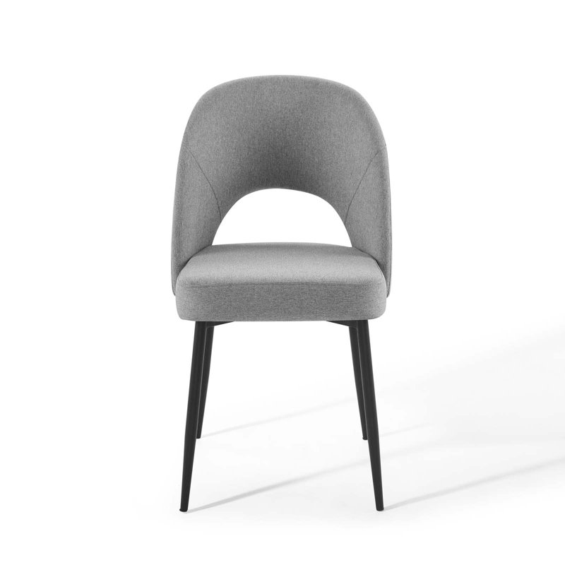 Modway Rouse Upholstered Fabric Dining Side Chair, Light Grey, 2