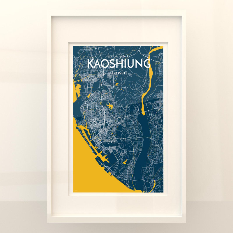 Kaoshiung City Map In Amuse - No Frame Print, 36cm H x 24cm W x 0.05cm D