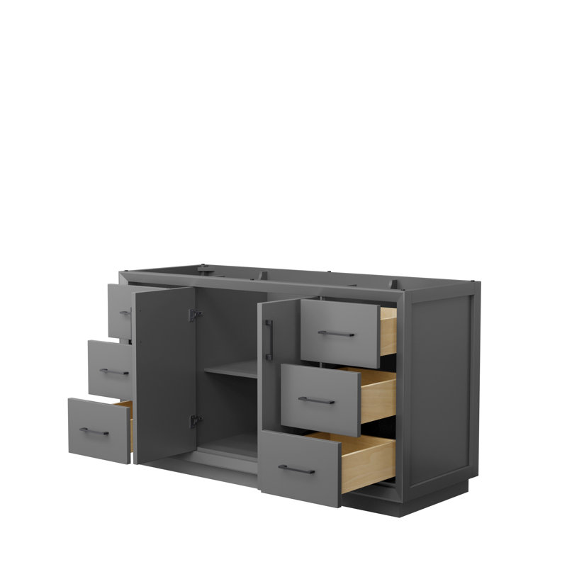 Strada 59.25'' Single Bathroom Vanity Base Only, Dark Gray/Black