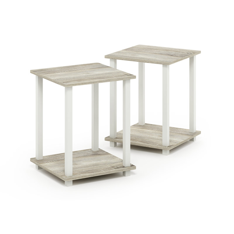 Ensemble de tables de bout avec rangement Bianco, Chêne sonoma, Blanc