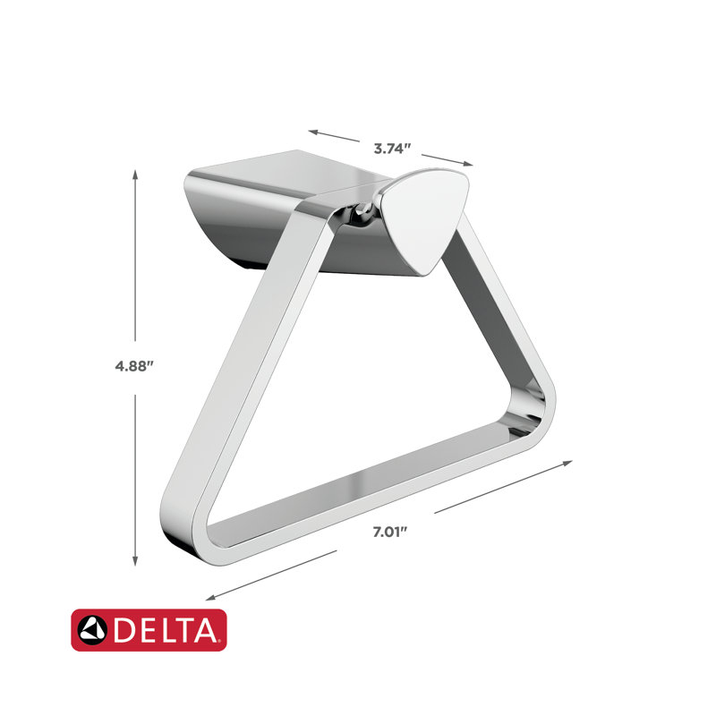 Zura Triangular Wall Mounted Towel Ring, Chrome