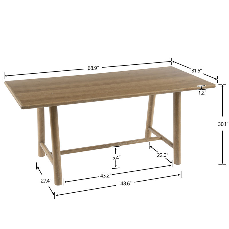 Solid Wood Dining Table, Natural