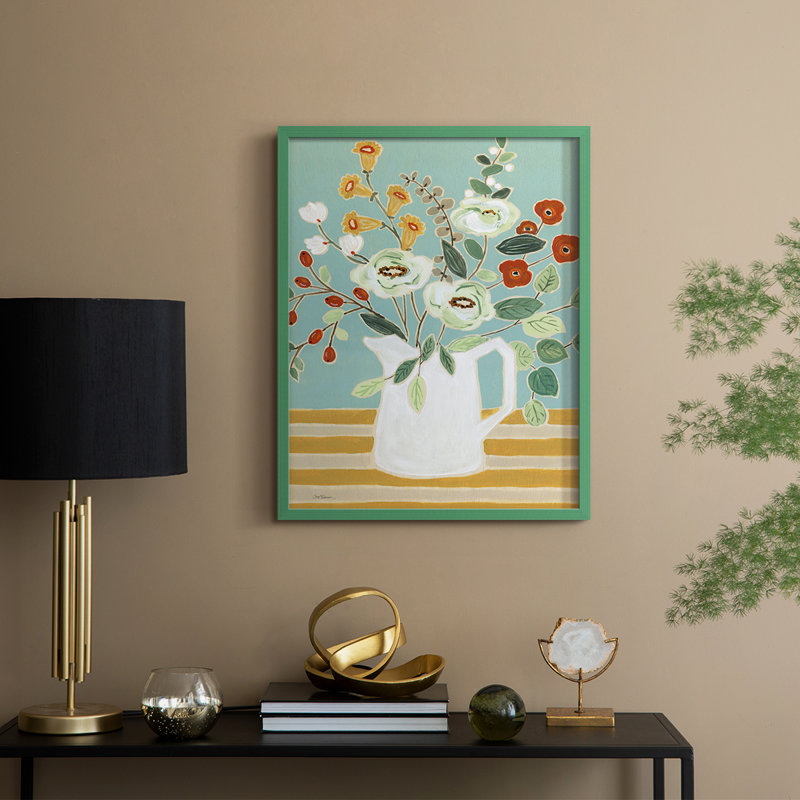 «Joyful Blossoms II», reproduction encadrée - bois massif, H 15 po x l 12 po, Vert