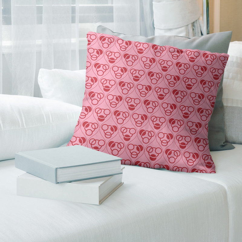 Housse de coussin décoratif en forme de rond à motif Football Team Stripes, 20 po x 20 po, Rose / Rouge