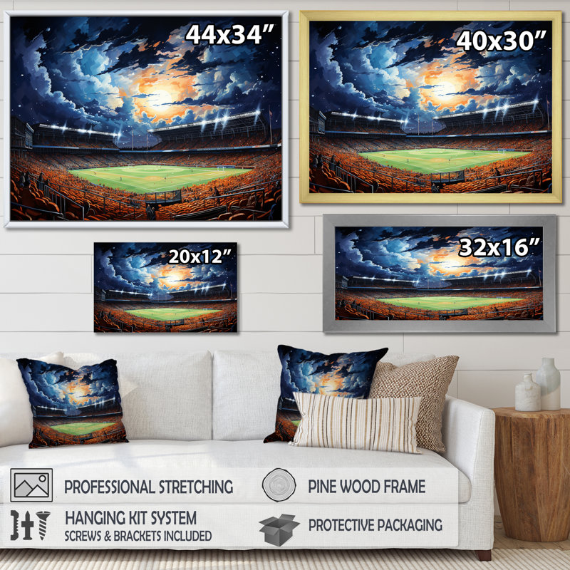 «Night Match Stadium Under The Floodlight IV IV», reproduction sur toile, Toile tendue, H 34 po x l 44 po x P 1,5 po
