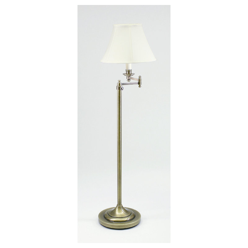 Club Swing Arm Floor Lamp, Antique Brass