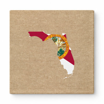 Florida State Flag Map — Square Canvas Wall Art