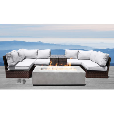 Ensemble de conversation modulaire avec coussins Sunbrella 9 pièces Denora