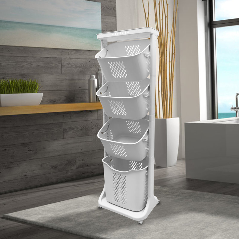 Rebrilliant Plastic Rolling Laundry Hamper with Wheels