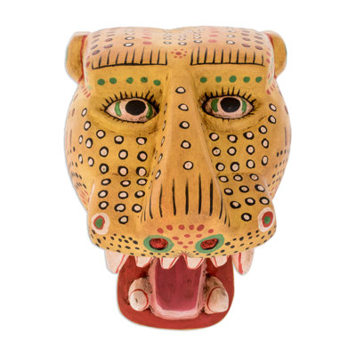 Sculpture en bois Maya Jaguar fabriquée à la main