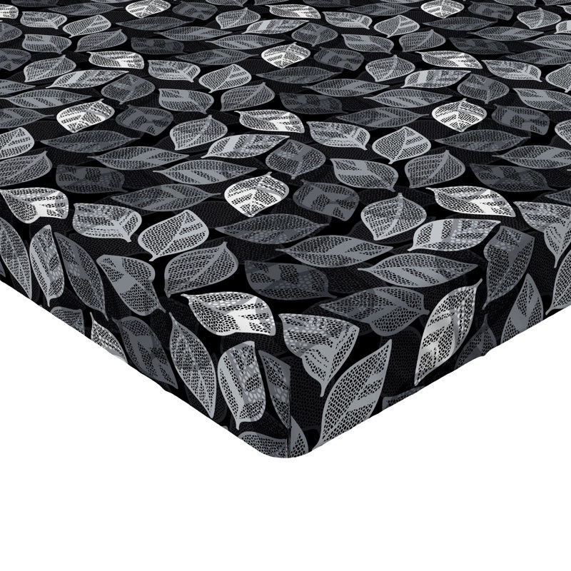Drap-housse à motif floral Ambesonne, Gris anthracite / motif floral noix de coco, Drap-housse grand