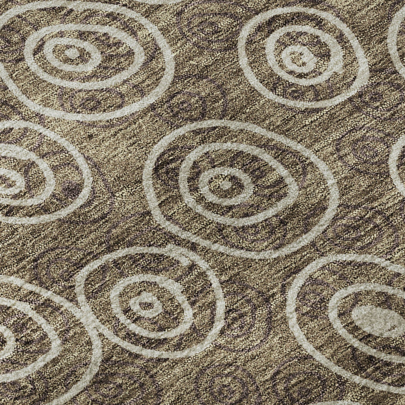 Tapis brun Prisco lavable à la machine de qualité supérieure, Rectangulaire 8 pi x 10 pi