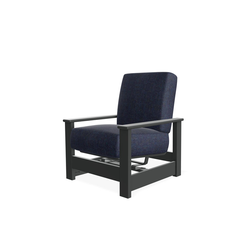 Leeward Marine Grade Polymer Deep Seating Cushion Arm Chair with Hidden Motion, Graphite, Spectrum Indigo Sunbrella®