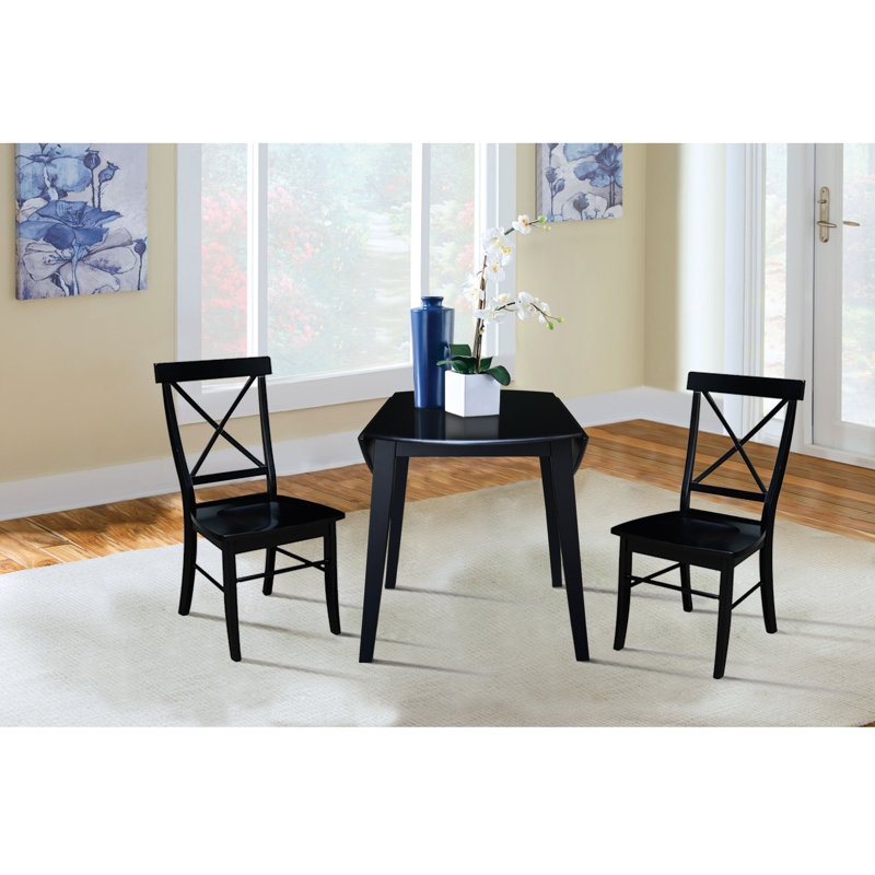 Ensemble de salle à manger Kaylam, Noir, 3 pièces: table, 2 chaises