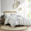 Housse de couette en coton très grand / très grand - chenille, motifs géométriques, sans produits chimiques avec multicolore, 4 attaches de coin, literie chaude et douce
