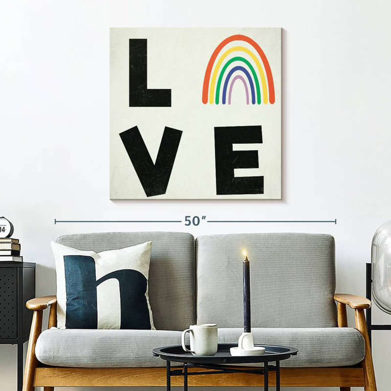 Love Rainbow Typographie, H 30 po x l 30 po