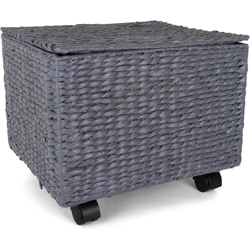 Gray Seagrass Rolling File Cabinet with Casters