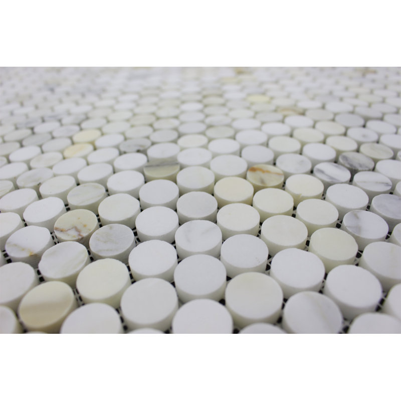 0.75" x 0.75" Marble Penny Round Mosaic Wall & Floor Tile, Calacatta