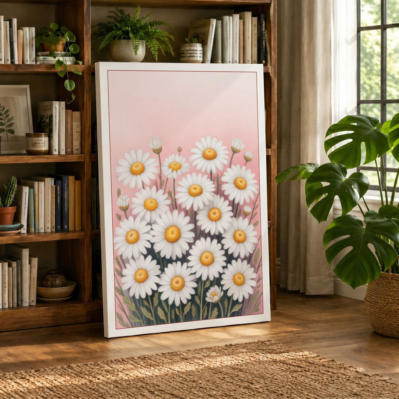 Daisy Arrangement Botanical - Wrapped Canvas, 24x16 - 61.0 x 40.6 cm, White Border