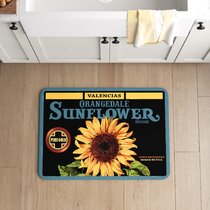 Sunflower Kitchen Rugs and Mats Set of 2, Seasonal Sunflowers Non