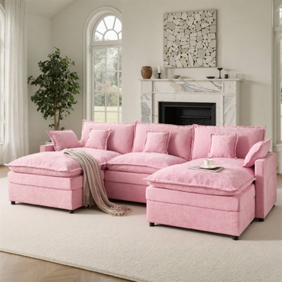 Canapé modulaire en U 107,9 po avec 2 repose-pieds Chenille