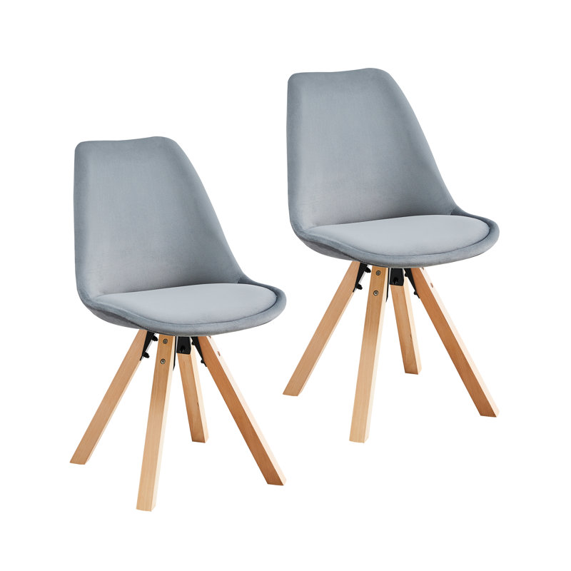 17.72'' H Velvet Upholstered Beech Side Chair, Gray