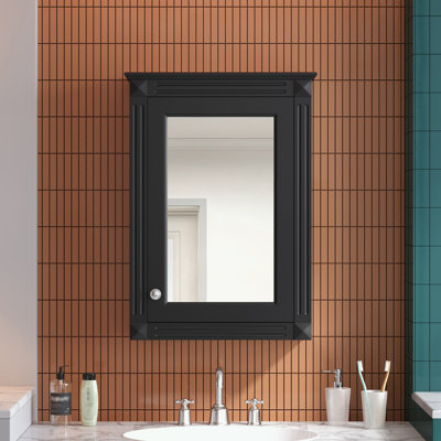Armoire de rangement murale avec miroir et tablette réglable