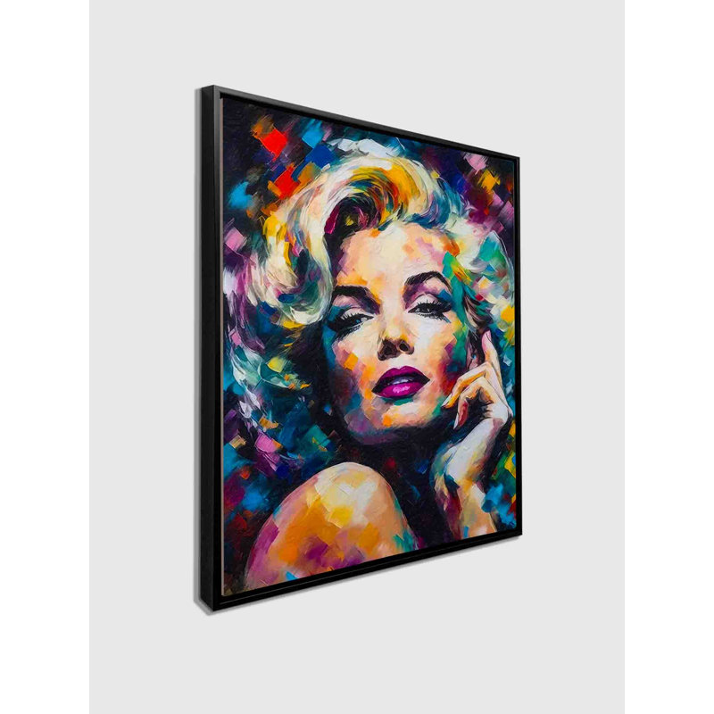 Marilyn, reproduction d'art sur toile, Cadre flottant noir